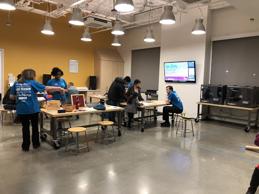 Library visitors extensively explore the advanced glass walled teen room overlooking the esteemed Brambleton Town Center. This room is designed specifically for teens and is the perfect place to curl up with a good book or spend long studying hours.