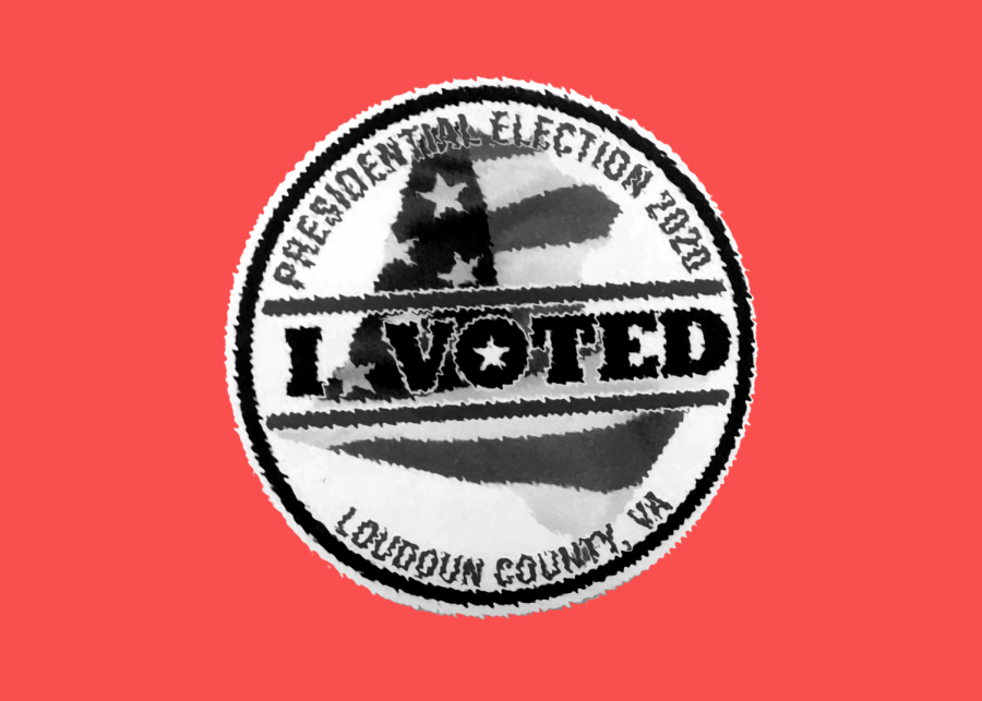 A distorted image of an I Voted sticker from Loudoun County. (Photo courtesy of Katy Greiner)
