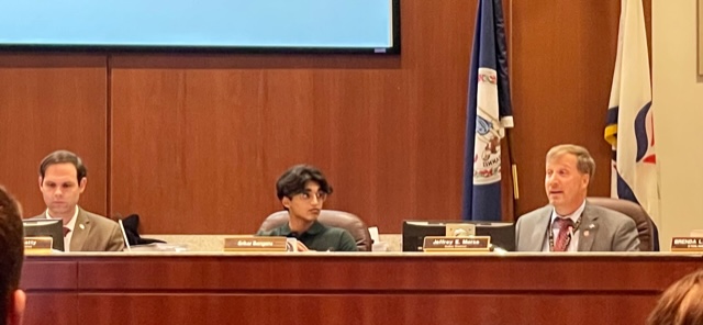 At the School Board Meeting, members discussed new proclamations and high school updates from two school board representatives. Senior and School Board Representative Srikar Bangaru presented his update along with the Tuscarora High School representative.
