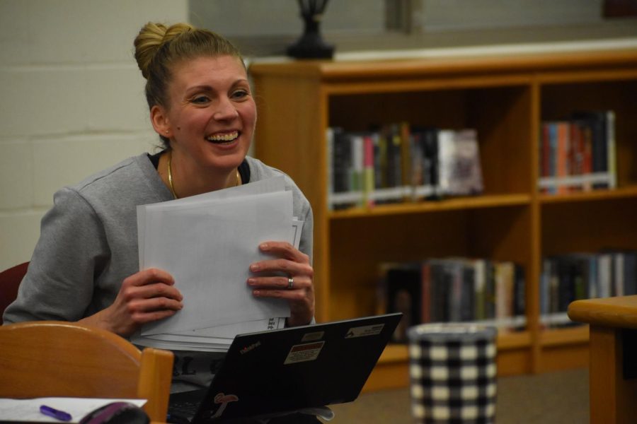 English teacher Jessica Berg excitedly shares the plan for the “RISE To” summit, which is dedicated to supporting awareness on topics that affect women and women/gender studies as well as advocating for other marginalized groups.
