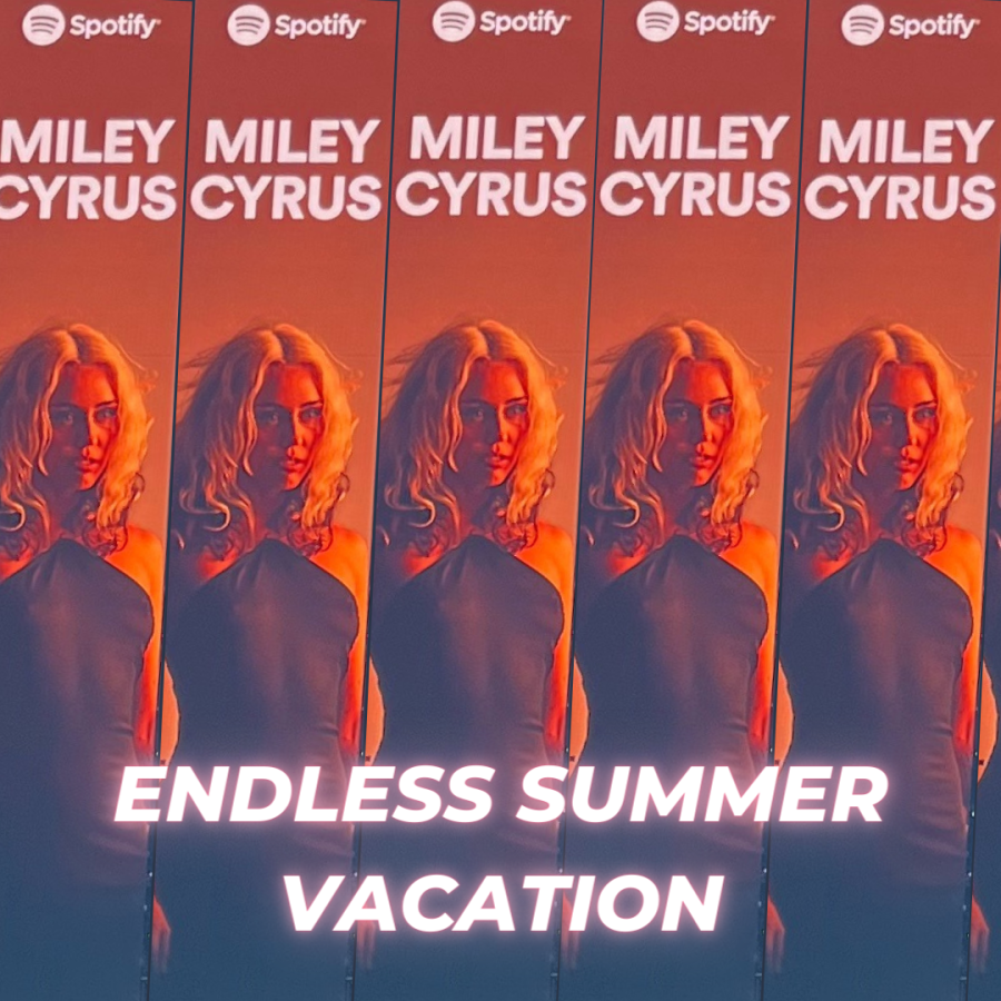 After three years, Miley Cyrus appears on the Spotify billboard in Times Square for her new studio album “Endless Summer Vacation.” The album finds Cyrus evaluating her life as she talks herself into having fun again after relationship complexities.