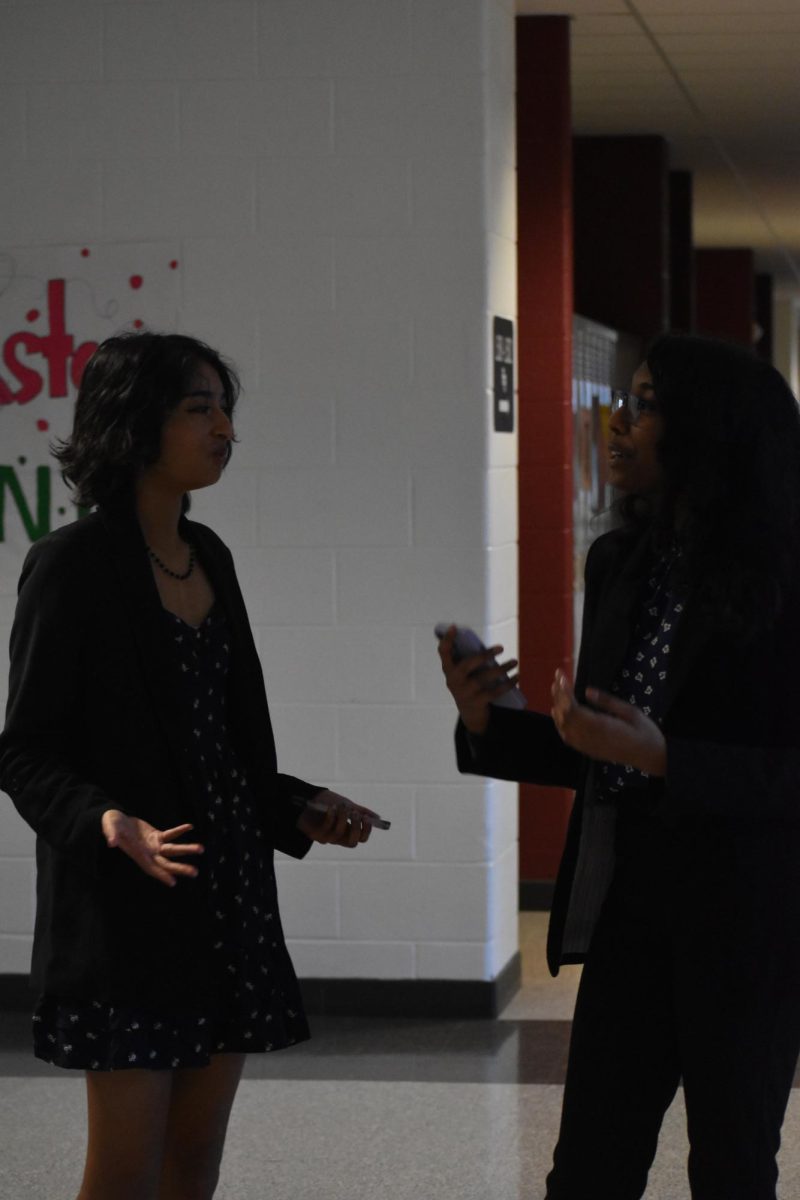 Debaters Nitya Matcha and Rayna Budigelli discuss the next move for their plans to go about the second round of debates. “Our first two rounds were pretty interesting, it is very inspirational to see the types of thinking that people undergo trying to make their debate cases,” Matcha said.