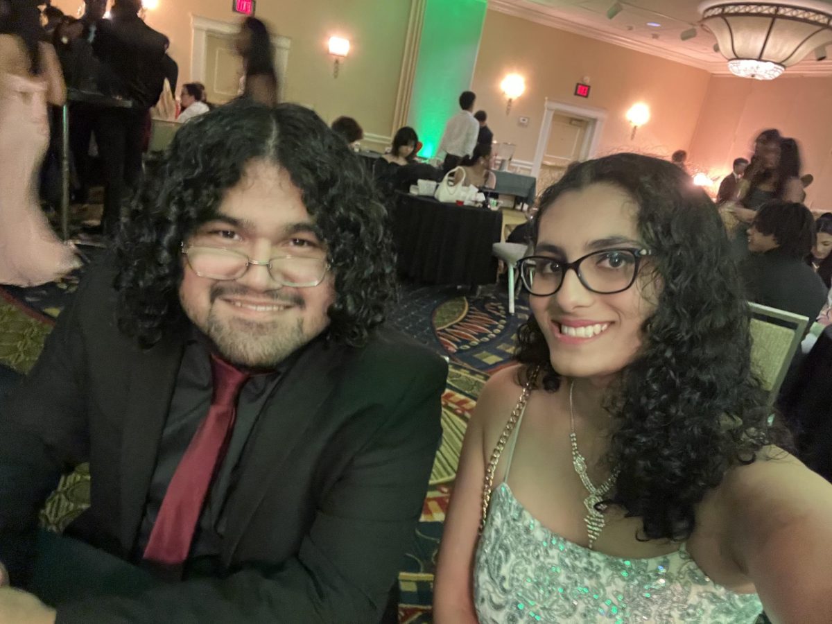 One of my friends, senior Nikki Khanna, and I at our prom. My suit was bought at the last minute but it looked fine either way. Photo courtesy of Nikki Khanna.