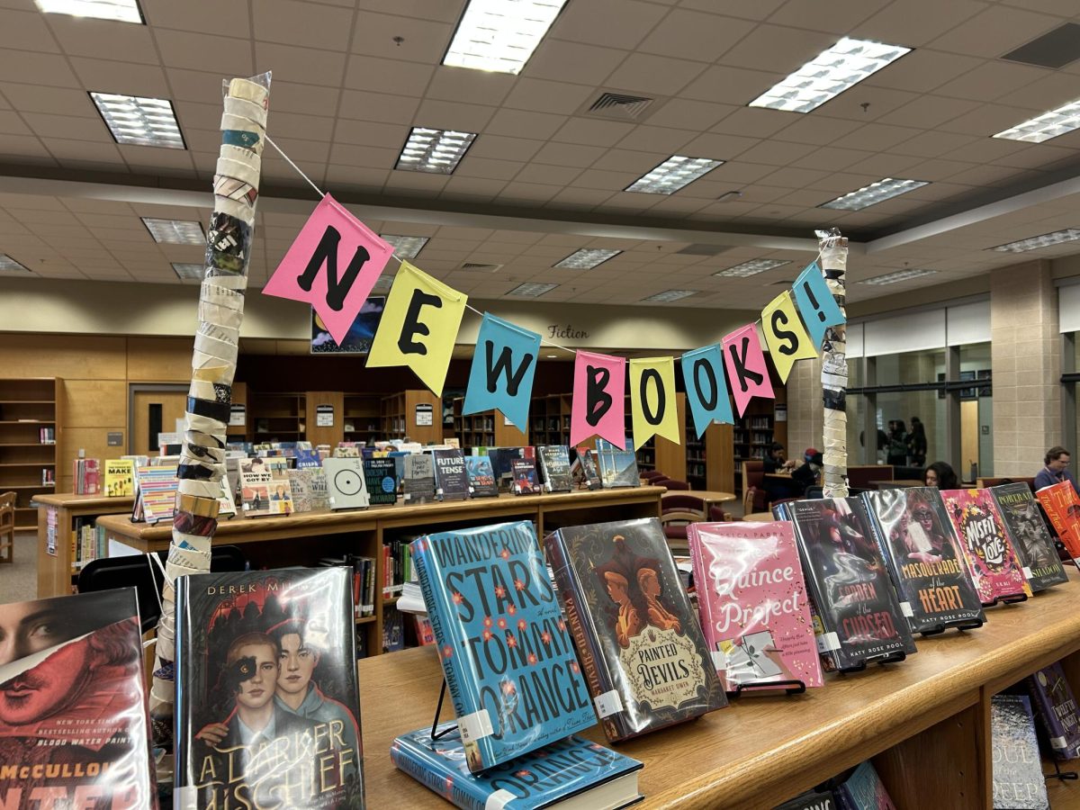 Students are greeted with a display of new books when walking into the Rock Ridge library. The school library serves as a quiet place to study and a place for students to find unique books and resources.