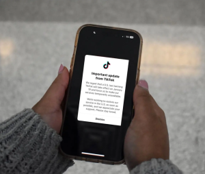 A student tries opening the TikTok app but is restricted with a pop-up message that appears on millions of Americans’ phones, stating the ban on TikTok.
Sanvi Challa and Lia Davis