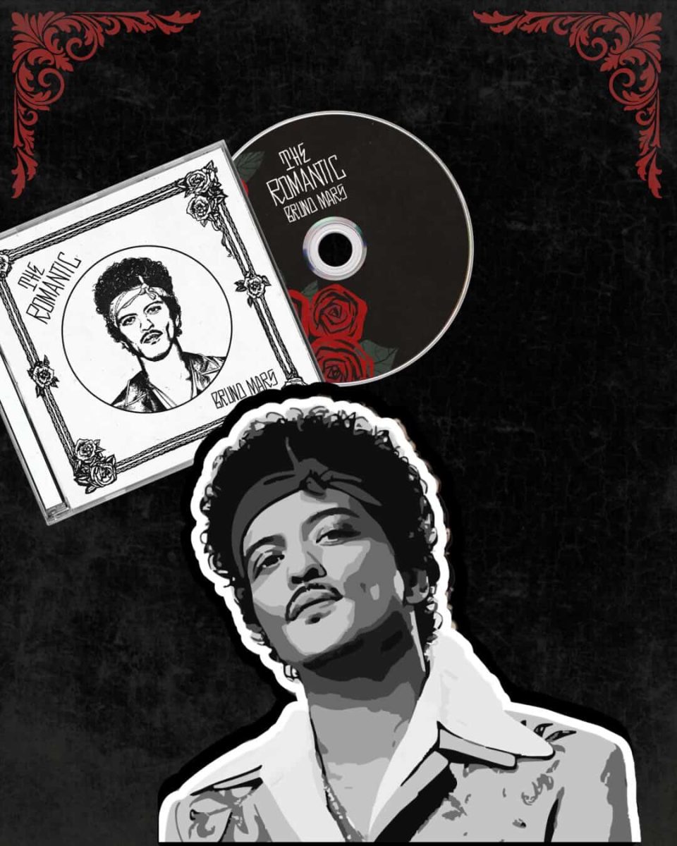 Bruno Mars’ “The Romantic” offers his usual smooth production and themes of romance, while showing more maturity and depth. Album art distributed by Atlantic Records.