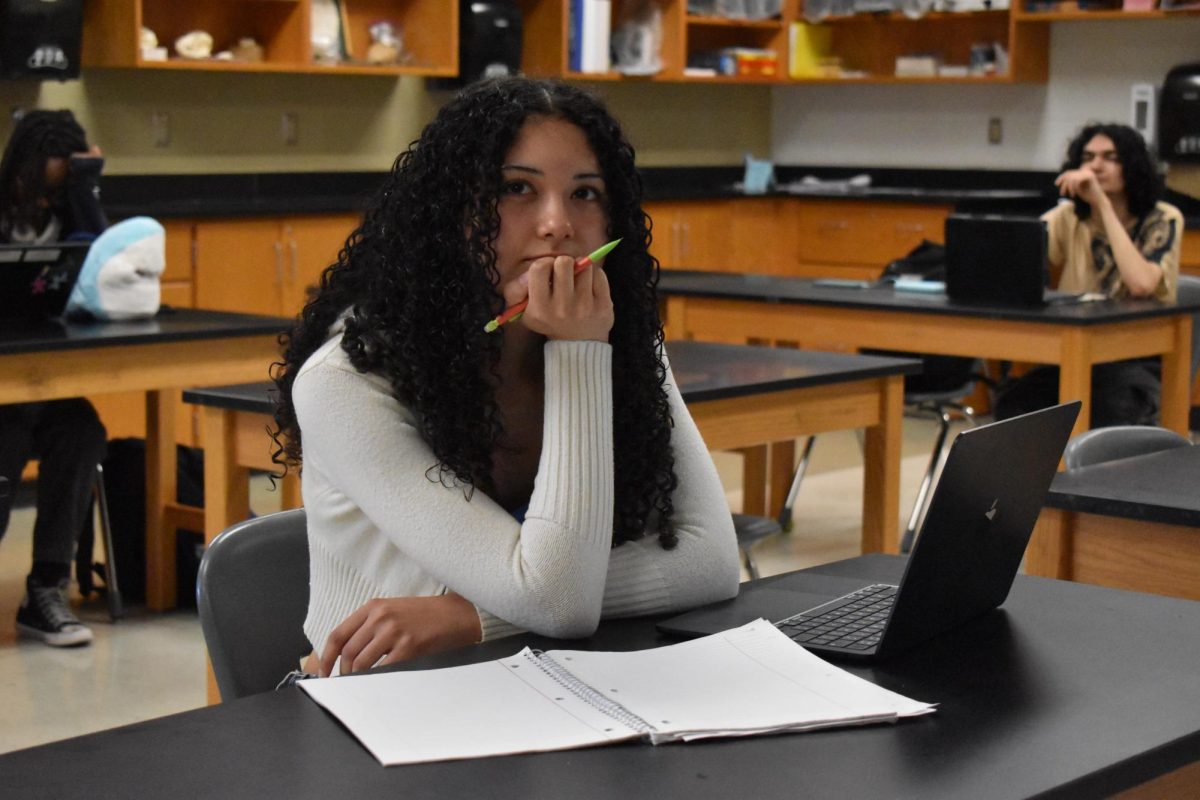 Senior Milanah Rudy stares off into space, unable to concentrate on her work. 